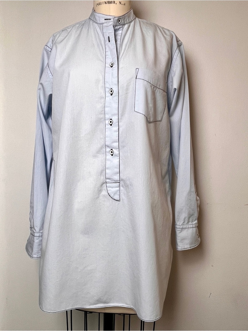 Men's Light Blue Grandad Collar Shirt